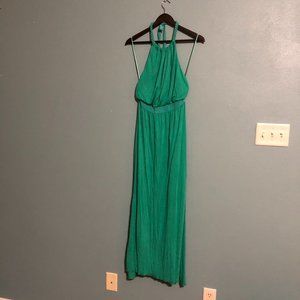 Tibi Green Silk Blend Halter Top Maxi Dress - Sz 0